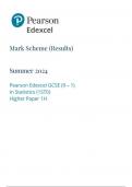 EDEXCEL GCSE  statistics 1st0-1h paper 1 higher tier  MARK-SCHEME june 2024