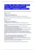 BIOL 1001 LSU FINAL EXAM -REAL EXAM- QUESTIONS WITH ALL CORRECT ANSWERS GRADED A+ 