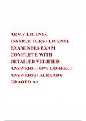 ARMY LICENSE INSTRUCTORS / LICENSE EXAMINERS EXAM COMPLETE WITH DETAILED VERIFIED ANSWERS (100% CORRECT ANSWERS) / ALREADY GRADED A+