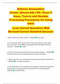 Defense Ammunition  Center_{Ammo-64}-1-DL: Class V  Issue, Turn-In and Residue  Processing Procedures for Using  Units  Exam Solved Questions With  Revised Correct Detailed Answers 