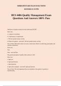 BUS 4406 Quality Management Exam Questions And Answers 100% Pass