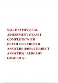 NSG 3133 PHYSICAL ASSESSMENT EXAM 1 COMPLETE WITH DETAILED VERIFIED ANSWERS (100% CORRECT ANSWERS) / ALREADY GRADED A+