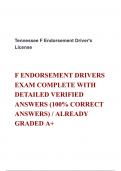 F ENDORSEMENT DRIVERS EXAM COMPLETE WITH DETAILED VERIFIED ANSWERS (100% CORRECT ANSWERS) / ALREADY GRADED A+