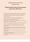 California RDA Written Exam Questions and Answers 100% Pass.