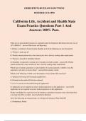 California Life, Accident and Health State Exam Practice Questions Part 1 And Answers 100% Pass