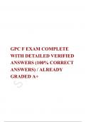 GPC F EXAM COMPLETE WITH DETAILED VERIFIED ANSWERS (100% CORRECT ANSWERS) / ALREADY GRADED A+