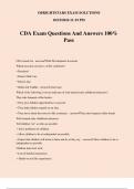 CDA Exam Questions And Answers 100% Pass