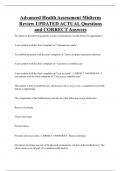 Advanced Health Assessment Midterm  Review UPDATED ACTUAL Questions  and CORRECT Answers