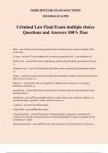 Criminal Law Final Exam multiple choice Questions and Answers 100% Pass