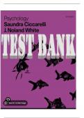 Test Bank For Psychology By Saundra K.Ciccarelli J. Noland White 6th Edition|9780136636847| All Chapters 1-15  ||Complete A+ Guide