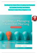 Test Bank For Yoder-Wise’s Leading And Managing In Canadian Nursing, 2nd Edition, Patricia S. Yoder-Wise, Chapters 1 - 32  