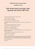 EMT Written State Exam Study Guide Questions And Answers 100% Pass