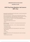 EMT Prep Exam Questions And Answers 100% Pass