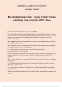 Residential Inspection - Exam 1 Study Guide Questions And Answers 100% Pass.