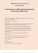 AAA Food Manager Certification Course Exam Questions And Answers 100% Pass.