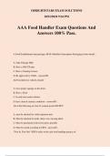 AAA Food Handler Exam Questions And Answers 100% Pass.