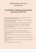 AAA Food Manager Certification Course Exam Questions And Answers 100% Pass.