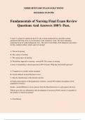 Fundamentals of Nursing Final Exam Review Questions And Answers 100% Pass.