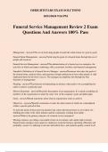 Funeral Service Management Review 2 Exam Questions And Answers 100% Pass