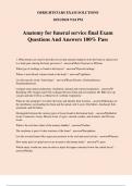 Anatomy for funeral service final Exam Questions And Answers 100% Pass