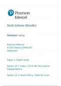 Pearson Edexcel A Level HISTORY Paper 2 option 2f (9hio-2f) June 2024 Final Mark scheme