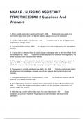 NNAAP - NURSING ASSISTANT PRACTICE EXAM 2 Questions And Answers