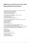 NNAAP Nurse Aide Practice Exam 100% Rated Questions And Answers