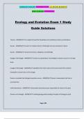 Ecology and Evolution Exam 1 Study Guide Solutions