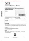 Actual 2024 OCR GCSE Computer Science J277/02: Computational thinking, algorithms and Programming Merged Question Paper + Mark Scheme