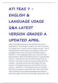 ATI TEAS 7 - ENGLISH & LANGUAGE USAGE Q&A LATEST VERSION GRADED A UPDATED APRIL 2024 BY KARIMIKELVIN