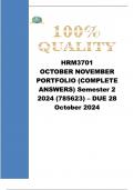 HRM3701 OCTOBER NOVEMBER PORTFOLIO (COMPLETE ANSWERS) Semester 2 2024 (785623) - DUE 28 October 2024 Course Applied Human Resource Management Competencies (HRM3701)