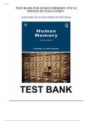 Test Bank For Human Memory 4th Edition by Gabriel Radvansky Verified Chapters ||100% Success Guaranteed