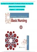 Test Bank For Rosdahl's Textbook of Basic Nursing 12th Edition by Caroline Rosdahl  Chapter 1 - 103 Complete 