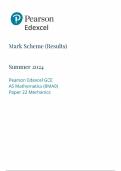 EDEXCEL AS LEVEL MATHS MECHANICS PAPER 2 MARK SCHEME JUNE 2024