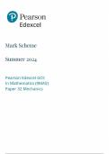 EDEXCEL A LEVEL MATHS MECHANICS PAPER 3 MARK SCHEME JUNE 2024