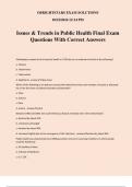 Issues & Trends in Public Health Final Exam Questions With Correct Answers