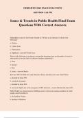 Issues & Trends in Public Health Final Exam Questions With Correct Answers