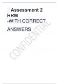 Assessment 2 HRM -WITH CORRECT ANSWERS