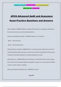 ACCA Advanced Audit and Assurance Exam Practice Questions and Answers