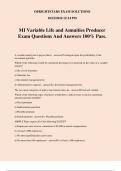 MI Variable Life and Annuities Producer Exam Questions And Answers 100% Pass.