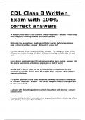 CDL Class B Written Exam with 100- correct answers.