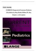 TEST BANK For CURRENT Diagnosis and Treatment Pediatrics 27th Edition by Maya Bunik; William W. Hay, All Chapters 1 to 46 complete Verified editon