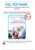 Test Bank For Maternity and Pediatric Nursing 4th Edition Ricci Kyle Carman 9781975139766 | All Chapters with Answers and Rationals Newest Edition 2024 Version Pdf Instant Download