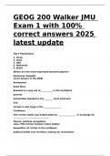 GEOG 200 Walker JMU Exam 1 with 100- correct answers 2025 latest updat.