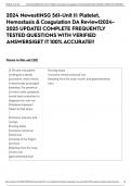 2024 Newest|NSG 561-Unit II: Platelet, Hemostasis & Coagulation DA Review|2024-2025 UPDATE| COMPLETE FREQUENTLY TESTED QUESTIONS WITH VERIFIED ANSWERS|GET IT 100% ACCURATE!!