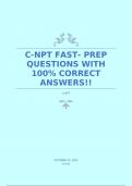 C-NPT FAST- PREP QUESTIONS WITH 100% CORRECT ANSWERS!!