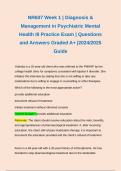  NR607 Week 1 Exam | Diagnosis & Management in Psychiatric Mental Health III Practice Exam | Questions and Answers Graded A+ |2024/2025 Guide