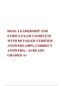 DO16: LEADERSHIP AND ETHICS EXAM COMPLETE WITH DETAILED VERIFIED ANSWERS (100% CORRECT ANSWERS) / ALREADY GRADED A+