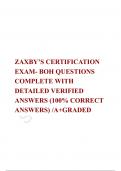 ZAXBY’S CERTIFICATION EXAM- BOH QUESTIONS COMPLETE WITH DETAILED VERIFIED ANSWERS (100% CORRECT ANSWERS) /A+GRADED 