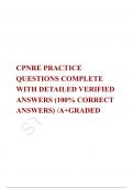 CPNRE PRACTICE QUESTIONS COMPLETE WITH DETAILED VERIFIED ANSWERS (100% CORRECT ANSWERS) /A+GRADED 